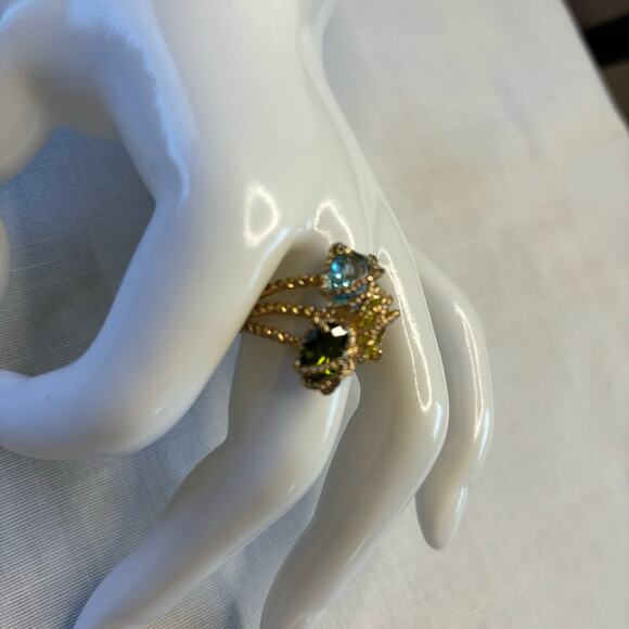 Gold Braided Wire Wrapped Crystal Ring Size 9 - Picture 7 of 9